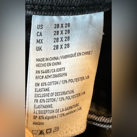 Men’s American Eagle Slim Straight Black Jeans - 28 x 28 - Picture 4 of 4